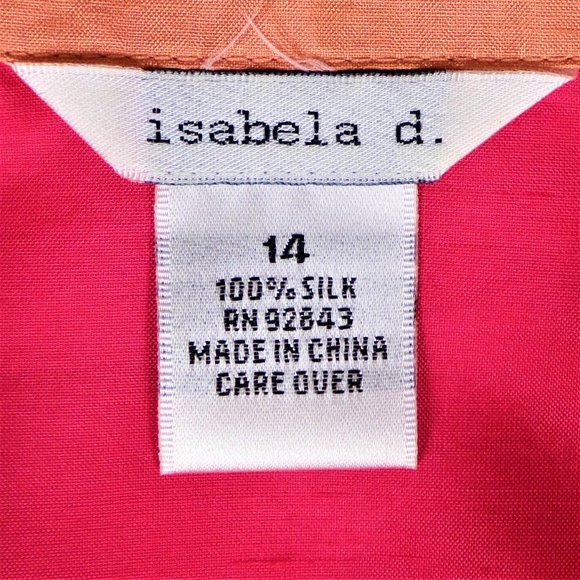 SILK! ISABELA D. size 14 orange long-sleeve shirt/blouse 100% silk DC only - Picture 13 of 14